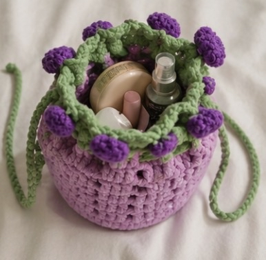 purple rose crochet purse